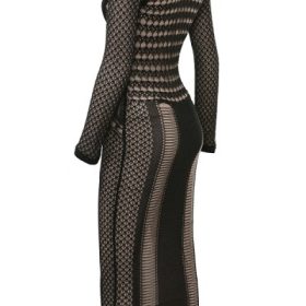 Loula Black Plunge Open Knit Midi Dress - Image 3