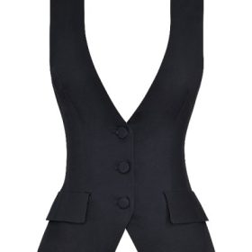 Juliet Black Sleeveless Tuxedo Top - Image 2