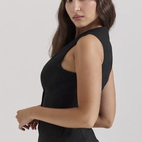 Juliet Black Sleeveless Tuxedo Top - Image 12