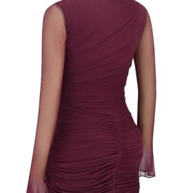 Lucasta Mulberry Gathered Mini Dress - Image 3