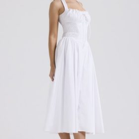Adabella White Cotton Halter Sundress - Image 10