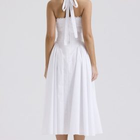 Adabella White Cotton Halter Sundress - Image 12