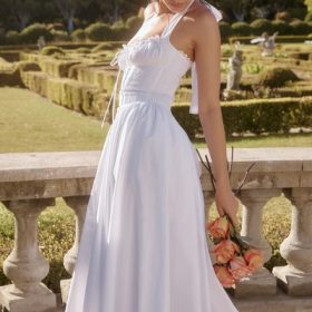 Adabella White Cotton Halter Sundress - Image 15