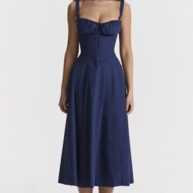 Carmen French Navy Bustier Sundress - Image 7