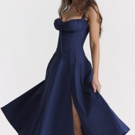Carmen French Navy Bustier Sundress - Image 11