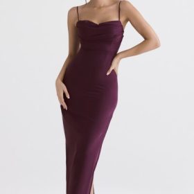 Lani Merlot Corset Maxi Dress - Image 5