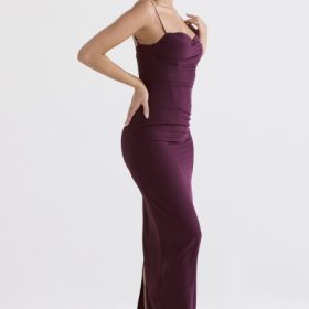 Lani Merlot Corset Maxi Dress - Image 8