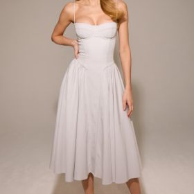 Samaria Dove Grey Corset Midi Dress - Image 2