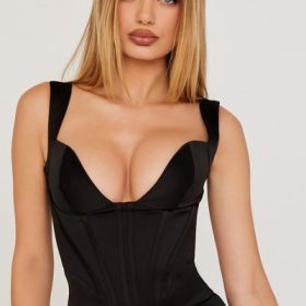 Liberty Black Satin Corset - Image 5