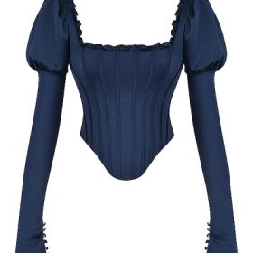 Dana Navy Puff Sleeve Corset - Image 2