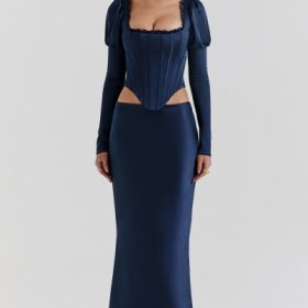 Dana Navy Puff Sleeve Corset - Image 7
