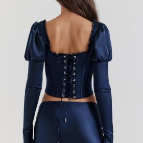 Dana Navy Puff Sleeve Corset - Image 11