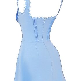 Tilly Blue Pin Tuck Mini Dress - Image 3