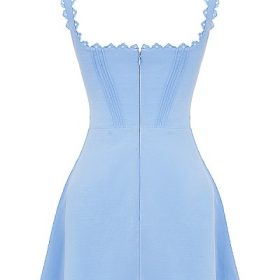 Tilly Blue Pin Tuck Mini Dress - Image 4