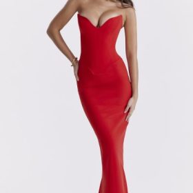 Tamara Cherry Strapless Corset Dress - Image 8