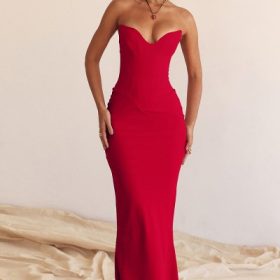 Tamara Cherry Strapless Corset Dress - Image 17