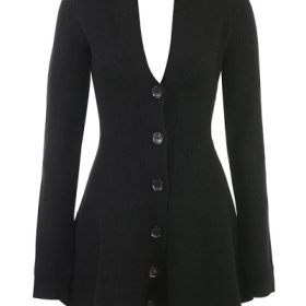 Aubrey Black Wool Knitted Cardigan Dress - Image 2
