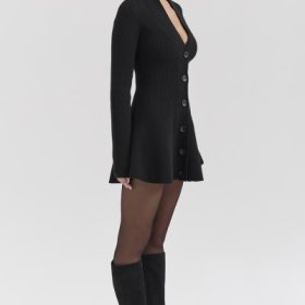 Aubrey Black Wool Knitted Cardigan Dress - Image 8