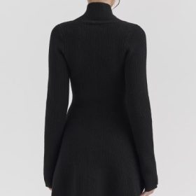 Aubrey Black Wool Knitted Cardigan Dress - Image 10