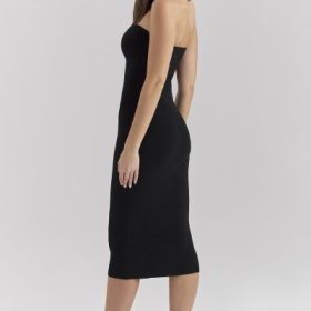 Magdalena Black Strapless Knit Midi Dress - Image 10