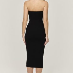 Magdalena Black Strapless Knit Midi Dress - Image 11