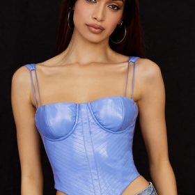 Melissa Cornflower Blue Vegan Leather Corset - Image 5