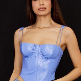 Melissa Cornflower Blue Vegan Leather Corset - Image 6