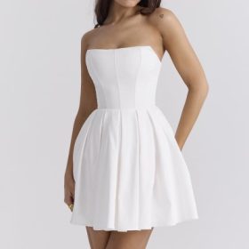 Emmanuela White Strapless Pleated Mini Dress - Image 9