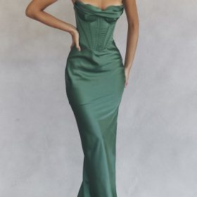 Charmaine Forest Corset Maxi Dress