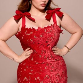 Tiff Holly Red Velvet Lace Maxi Dress - Image 4