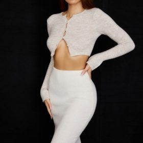 Lotte Cream Knit Midi Skirt - Image 10