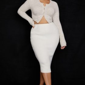 Lotte Cream Knit Midi Skirt - Image 12