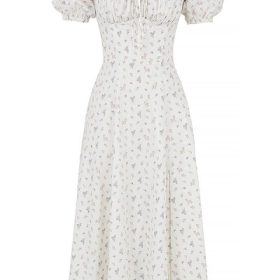Tallulah White Floral Puff Sleeve Midi Dress - Image 2