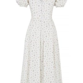 Tallulah White Floral Puff Sleeve Midi Dress - Image 4