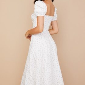 Tallulah White Floral Puff Sleeve Midi Dress - Image 12