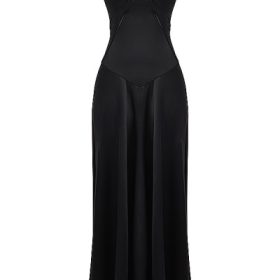 Anabella Black Lace Up Maxi Dress - Image 2