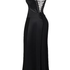 Anabella Black Lace Up Maxi Dress - Image 3