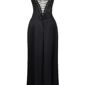 Anabella Black Lace Up Maxi Dress - Image 4