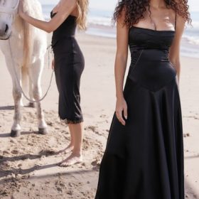 Anabella Black Lace Up Maxi Dress - Image 6