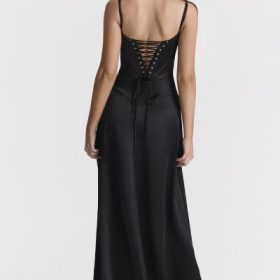 Anabella Black Lace Up Maxi Dress - Image 14