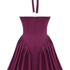 Valentia Wine Halter Mini Dress - Image 4