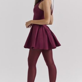 Valentia Wine Halter Mini Dress - Image 11