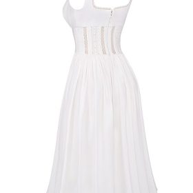 Perle White Lace Trim Midi Dress - Image 3
