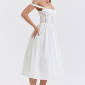 Perle White Lace Trim Midi Dress - Image 14