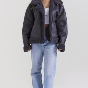 Madden Grey Vegan Shearling Aviator Jacket - Image 7