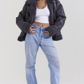 Madden Grey Vegan Shearling Aviator Jacket - Image 8