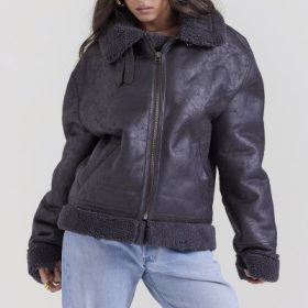 Madden Grey Vegan Shearling Aviator Jacket - Image 9