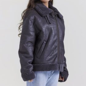 Madden Grey Vegan Shearling Aviator Jacket - Image 10