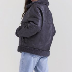 Madden Grey Vegan Shearling Aviator Jacket - Image 11
