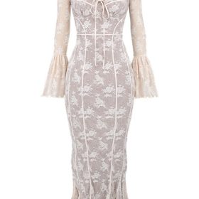 Delilah Vintage Cream Lace Maxi Dress - Image 2